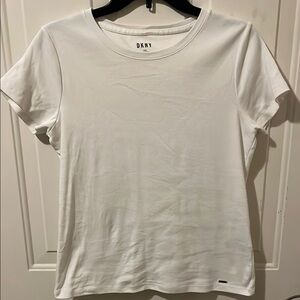 DKNY Fitted White 100% Organic Cotton Short Sleeve T-Shirt New